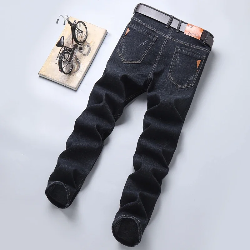 Men\'s Slim Fashion Denim High Quality Male Pants Elastic Black Blue Leisure Jeans Brand Clothing