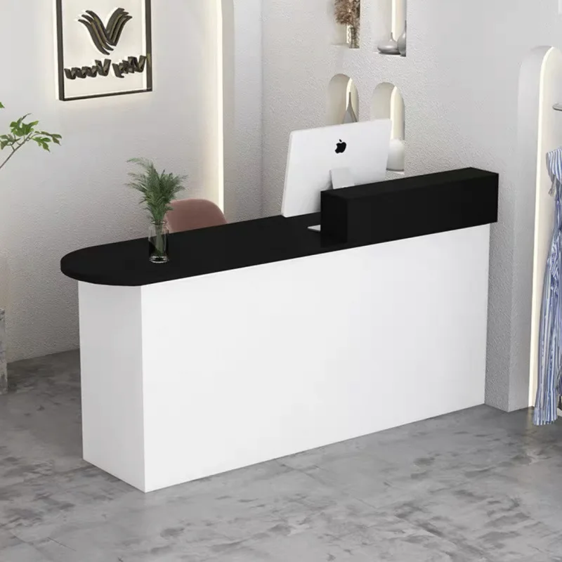 Clothing store checkout page Simple modern curved reception desk Barber shop Small front desk Beauty salon Bar table