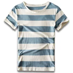 T-Shirt a righe da uomo a righe Top Tees moda maschile manica corta blu rosso bianco nero T Shirt Costume Cosplay Party