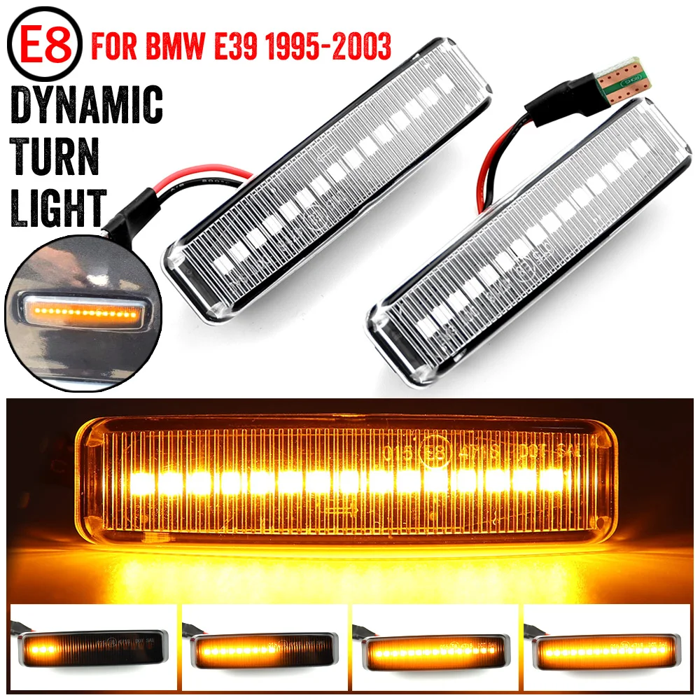 For BMW 5 Series E39 1995-2003 M5 Led Dynamic Turn Signal Light Side Marker Fender Sequential Lamp Blinker Indicator Trim Cover