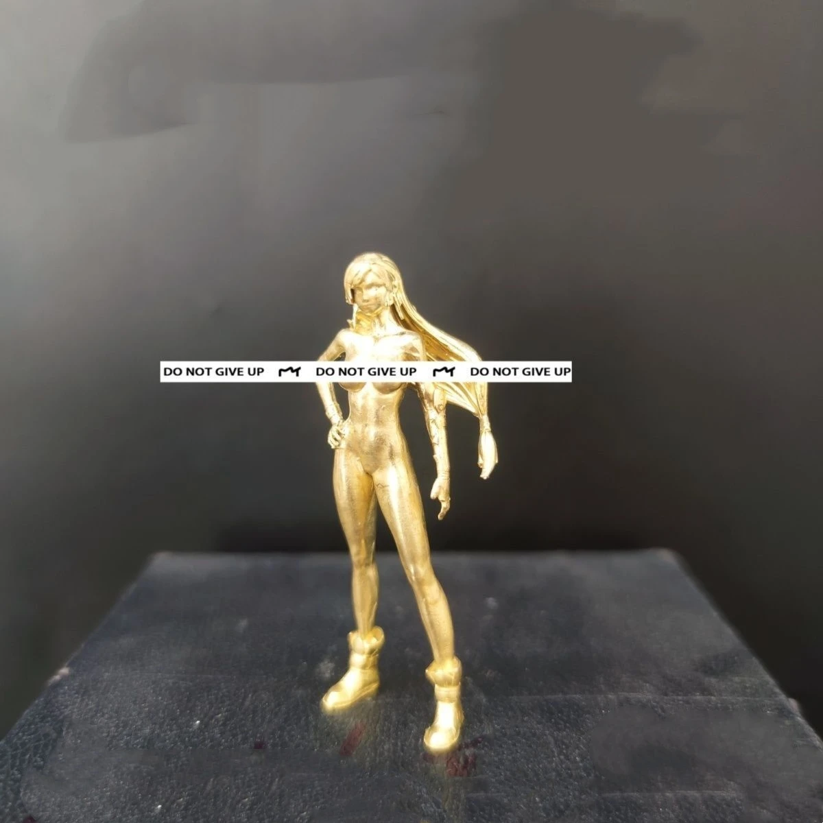 Copper Mini Anime Statue - Long Hair Female Character Collectible Figurine | Desk Decor, Tiny Home Ornament, Desk Accessory​