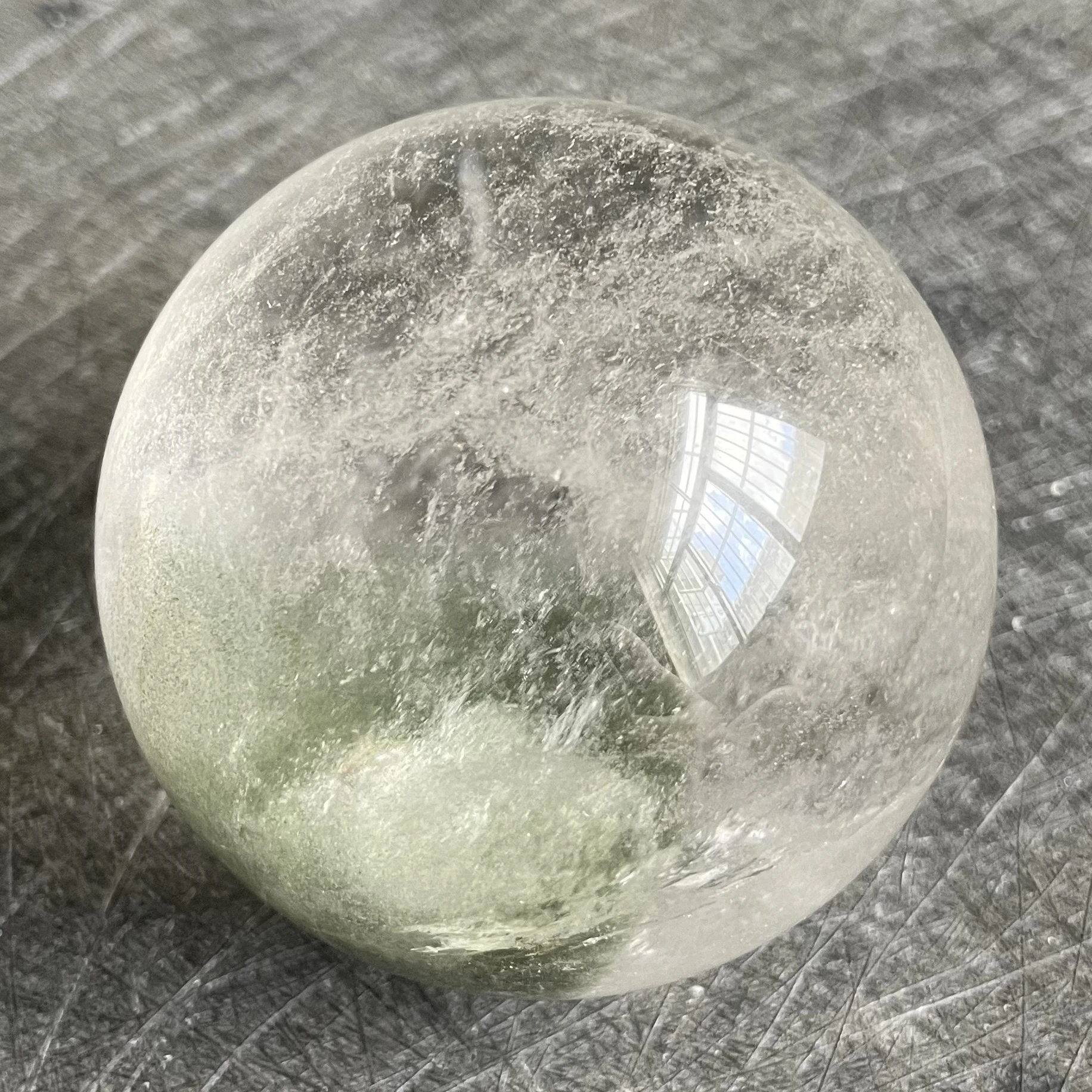 

331g Natural Crystal Ball Green Phantom Sphere Rock Decoration Rough Polished Quartz Stone Healing