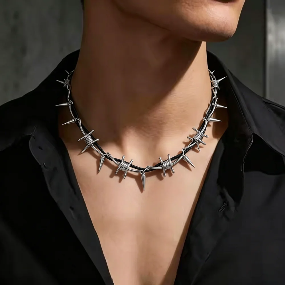 Goth Punk Spike Choker - Naszyjnik choker z kolczastym drutem w