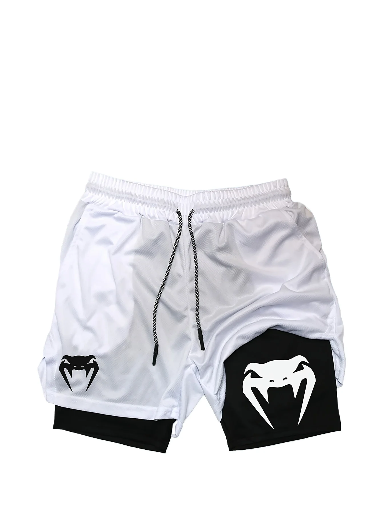 Męskie spodenki treningowe 2 w 1 szybkoschnące z elastycznym pasem i sznurkiem, oddychające i pochłaniające wilgoć spodenki sportowe