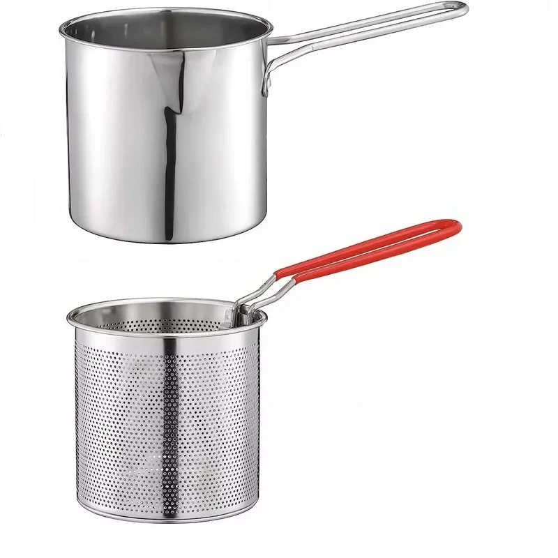 Stainless Steel Deep Frying Pot with Strainer, Multifunctional Pan for Chicken Tempura Cooking