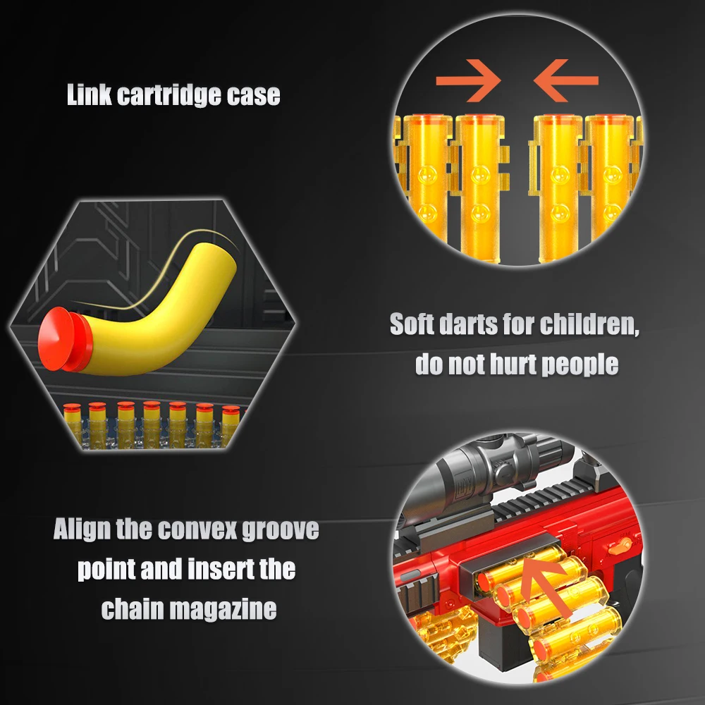 VATOS Blaster-pistola de juguete para niños, modo de lanzamiento de concha, modo de cadena, Clip de 24 dardos, pistolas de espuma de juguete