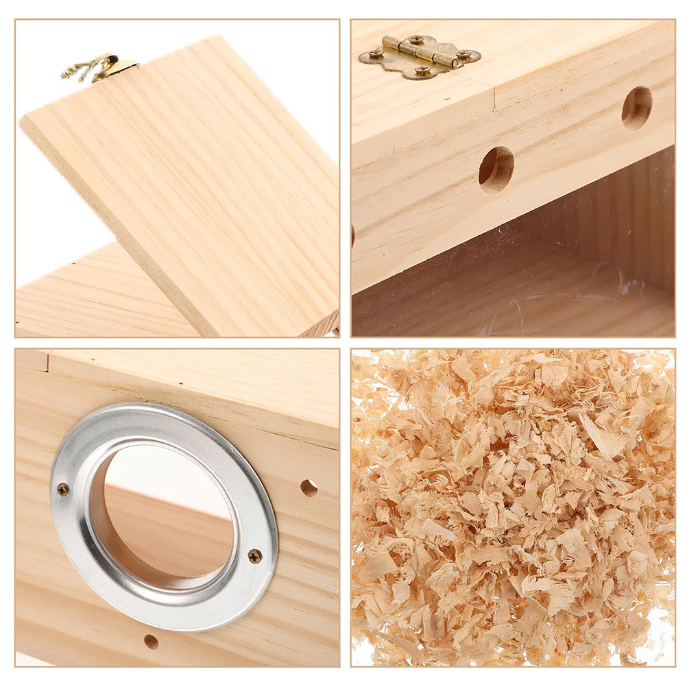 

Parakeet Nesting Box Wooden Bird Safe Wood Breeding Box Warm Shelter for Parrots Love Birds Outdoor Indoor Garden Nesting
