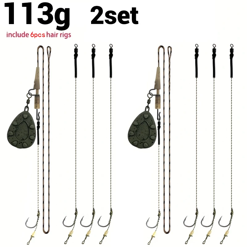 Carp Fishing Pre-tied Rig Set - Leadcore Leader with 6 Hair Rigs & Sinker Weights: 56g / 71g / 85g / 99g / 113g / 128g image 3