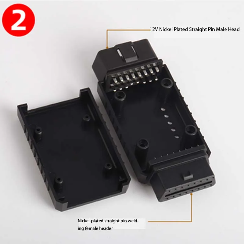 12V Port ELM327 OBD2 Connector Cover with Enclosure J1962m Plug with Enclosure 16pin Male Female Connector DIY Tool Two Open