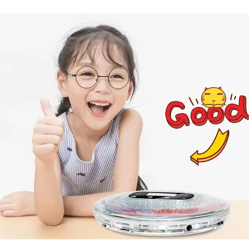 Icreative YR-Q90 cd player portátil com fones de ouvido alta fidelidade de áudio transparente controle toque walkman com display & eq cdplayer