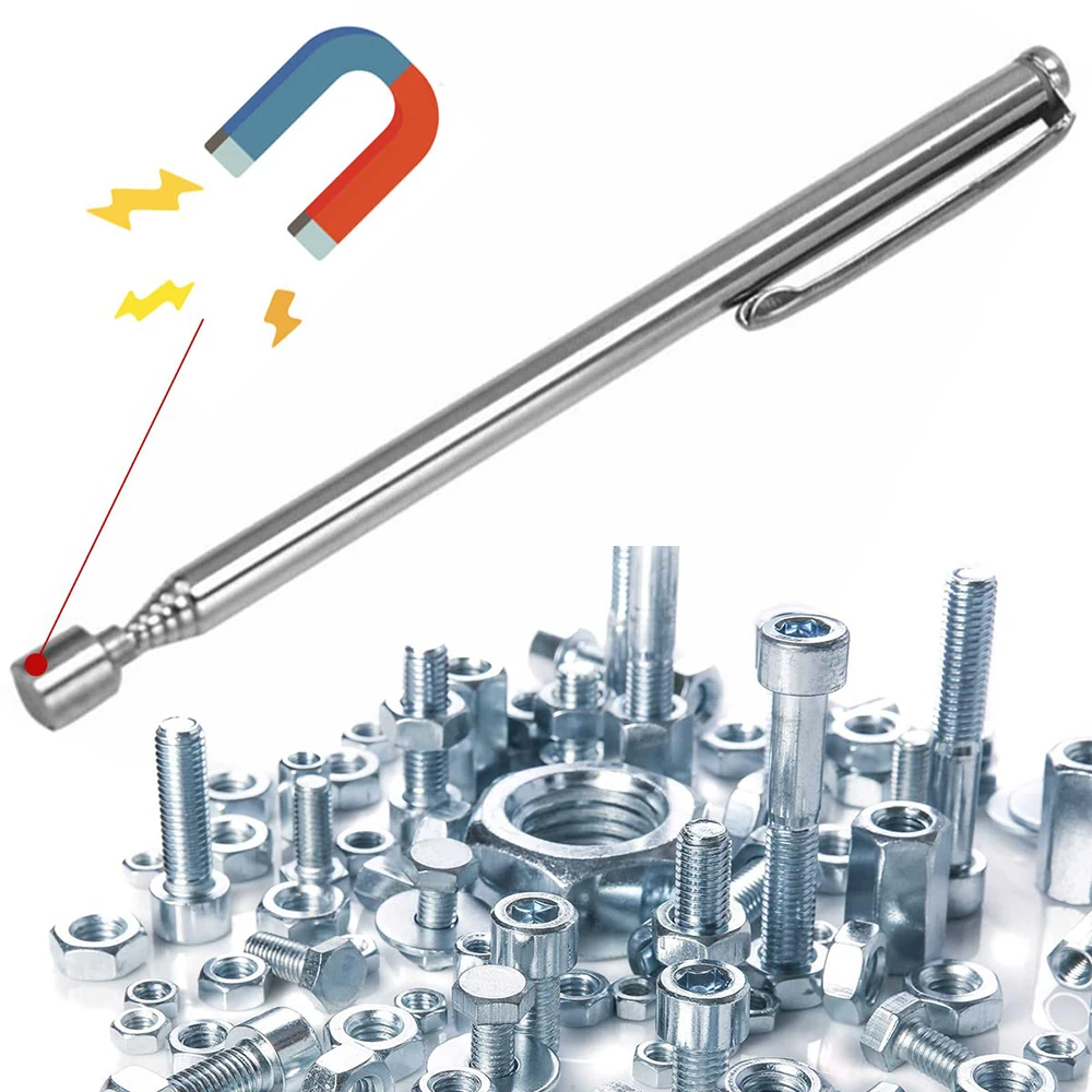  Extendable Magnet Pickup Tool Portable Lightweight Magnetic Retrieval Rod for Car Repair Woodworking Garage Workshop Tools