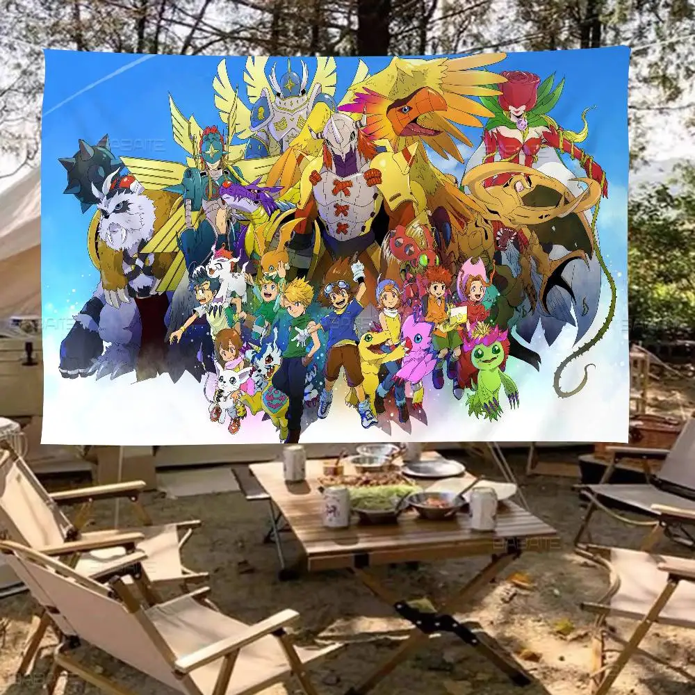 Virtual Digimon Anime Small Size Cheerleading Banner Hand Pulled Flag Outdoor Atmosphere Flags