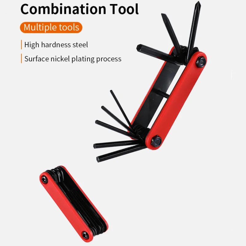 8 in 1 Mini Repair Tool Screwdriver 40CR Steel Portable Multifunction Foldable Hex Spoke Wrench Bike Repair Tool Set