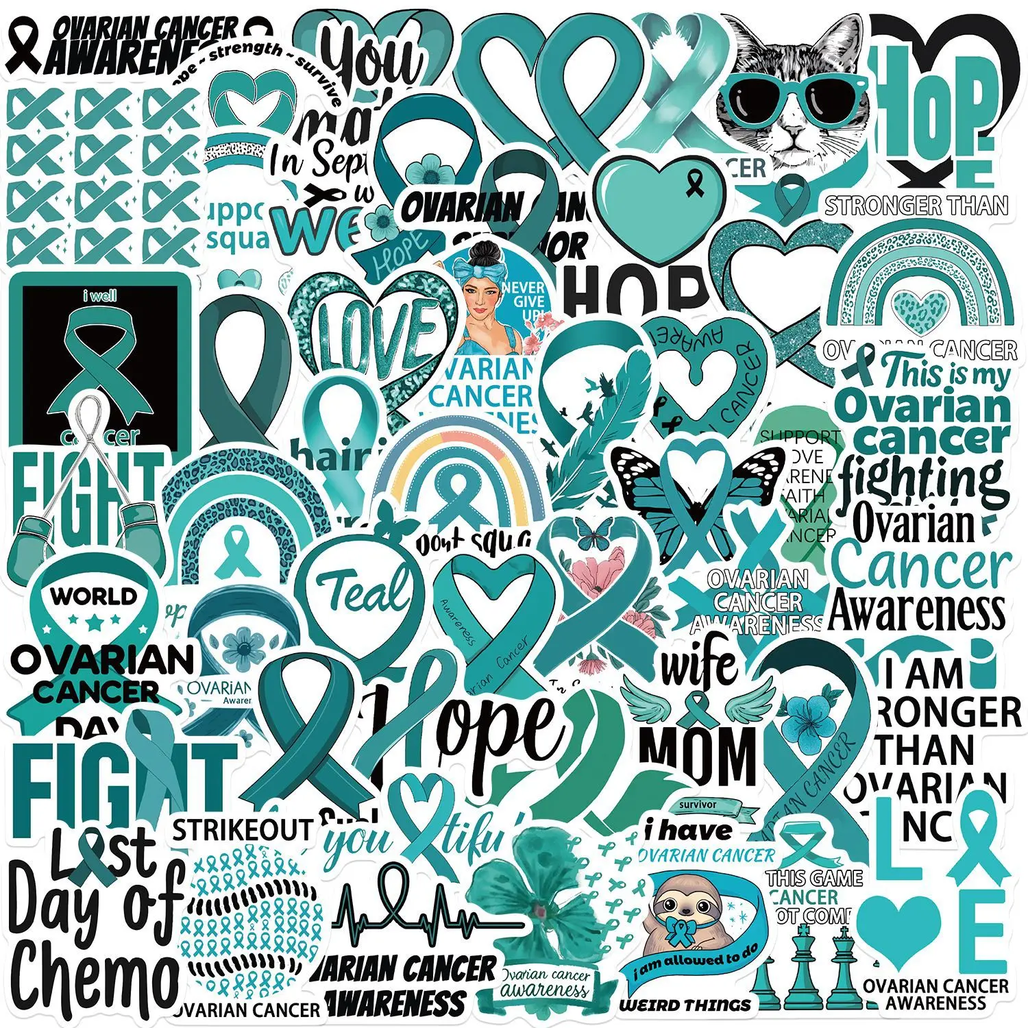 

10/50PCS Ovarian Cancer Festival Graffiti Sticker Care for Women Cartoon Decal For Laptop Guitar Fridge Skateboard Water Bottle
