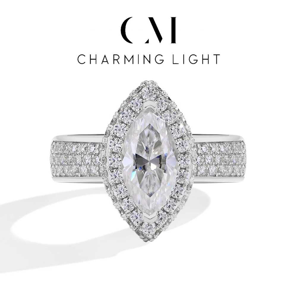 

Charming Luxury 2.0CT Marquise Moissanite Rings 12*6mm Lab Diamond 925 Sterling Silver For Women Anniversary Fine Jewelry Gifts