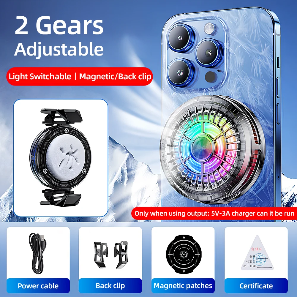 ASNAP X155 Original Phone Cool Fan Ultra Thin 2 In 1 Magnetic Back Clip Semiconductor Cooler for Gaming iPhone Sumsung RGB