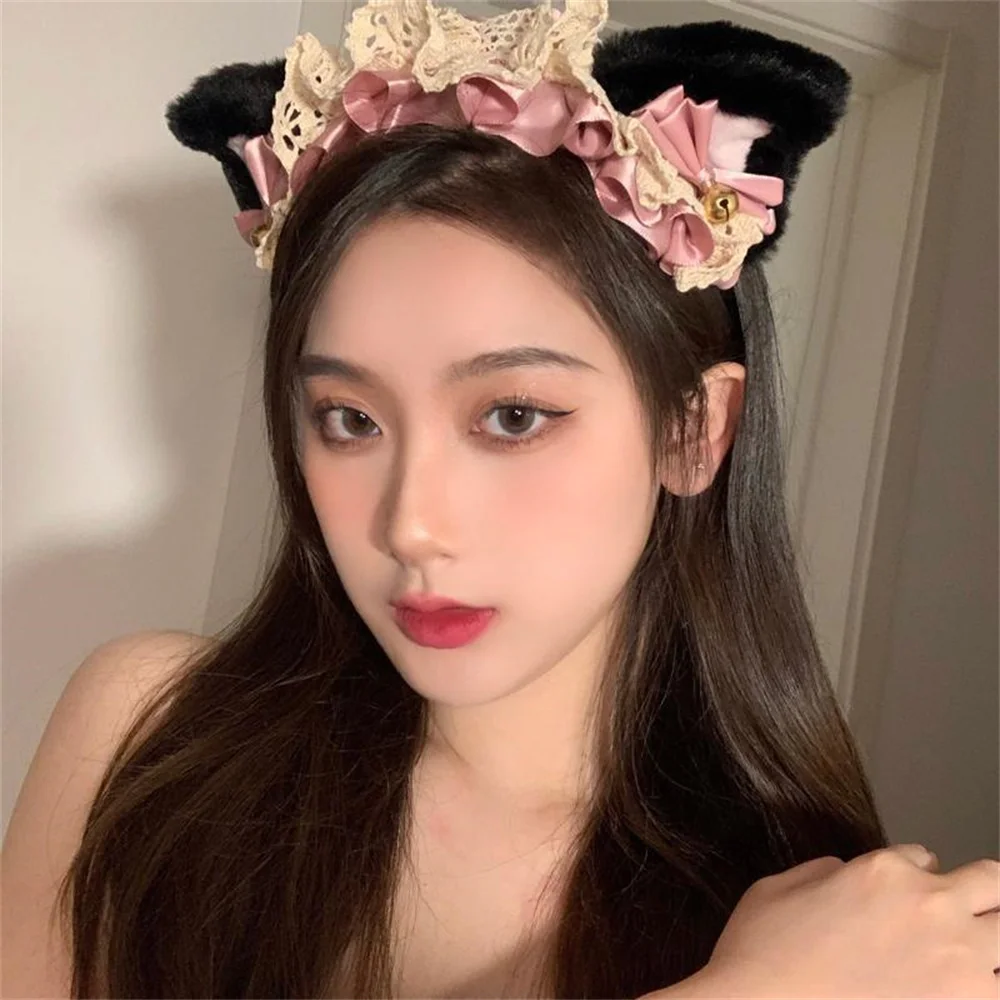 Lovely Cat Ear Hair Wear Girls Anime Cosplay Costume Plush Hairband Night Party Bar Decorate Headbands Gift Hair Accessories