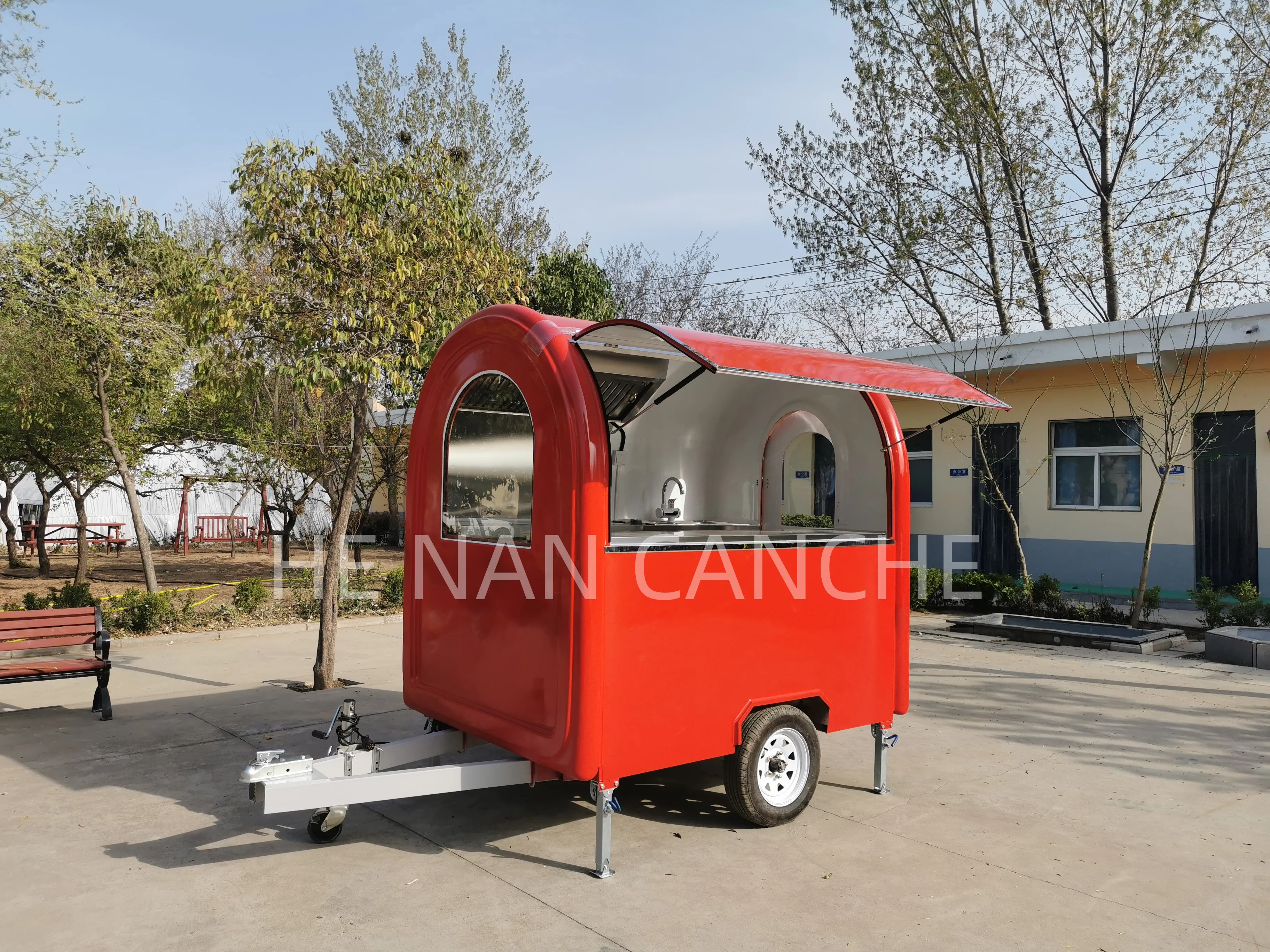 Ireland mobile camping trailer customized colorful outdoor kitchen/ BBQ ice cream pizza churro crepe candy food truck with CE