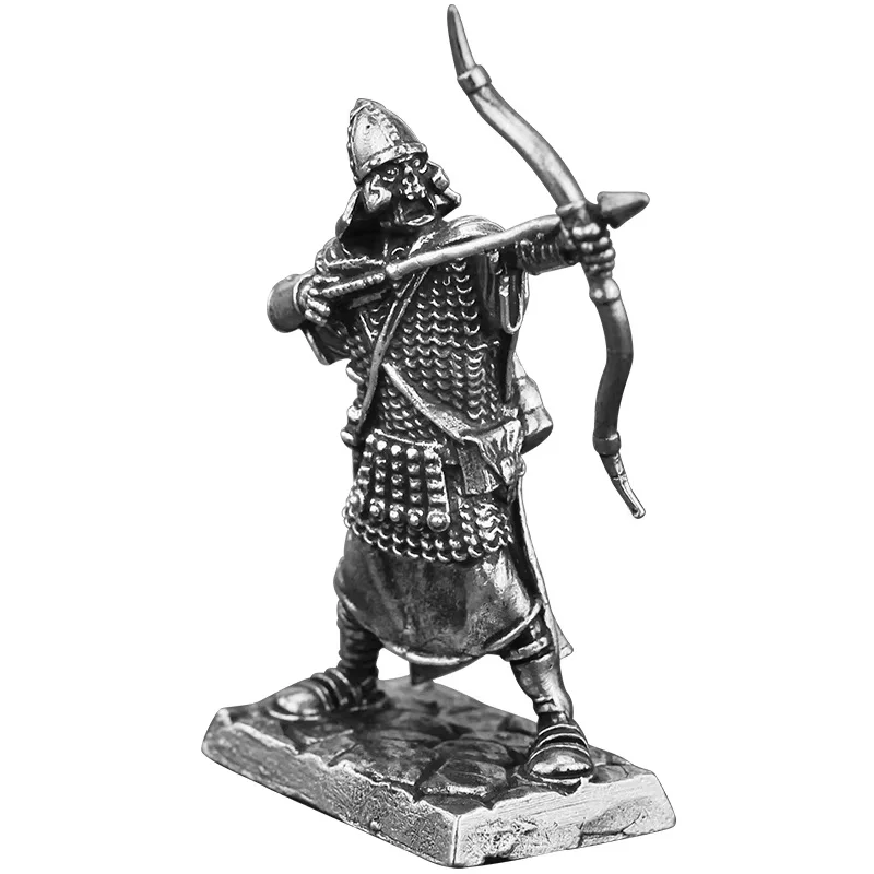 Metal Cupronickel Roman Soldier Figure Medieval Military Archer Model Sandbox Toys Desk Decoration Collection Car Interior Decor