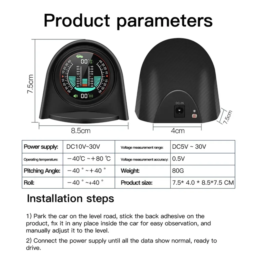 Universal X94 Car Head Up Display Digital Inclinometer GPS Slope Meter Level Gauge Tilt Indicator Power Cord Accessories