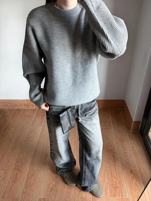 

ay Cleanfit round Ne Knitted Sweater Men's Casual Loose Fit Autumn Winter Knitwear Comfortable Pullover Woolen Top