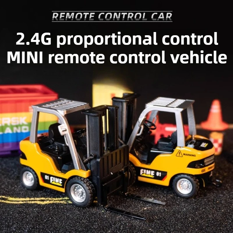 

1/64 Mini RC Car Three-speed Proportional Acceleration Alloy Shell Forklift 2.4G Remote Control Model Car Holiday Toy Gift