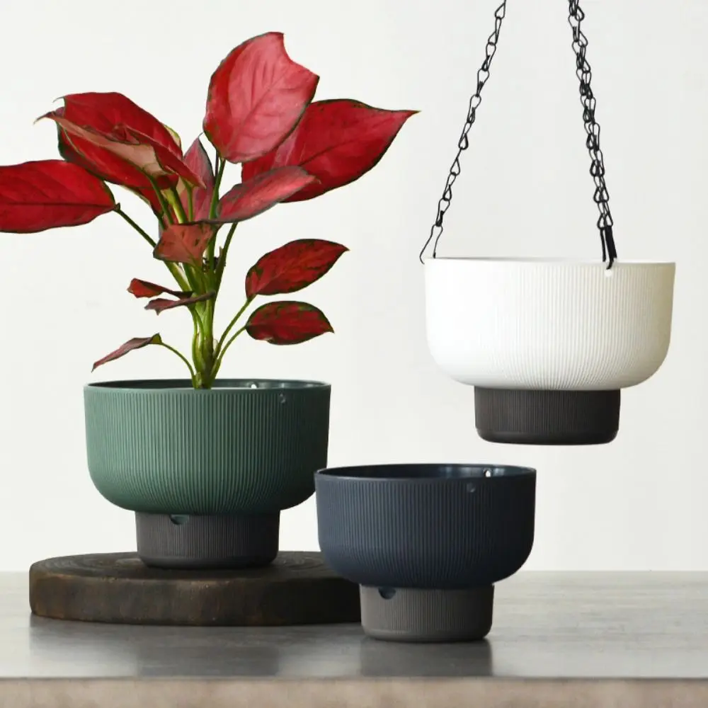 Self Watering Hanging Flower Pots White Green Grey Thickened Plant Flowerpot Large Capacity Detachable Base Planter