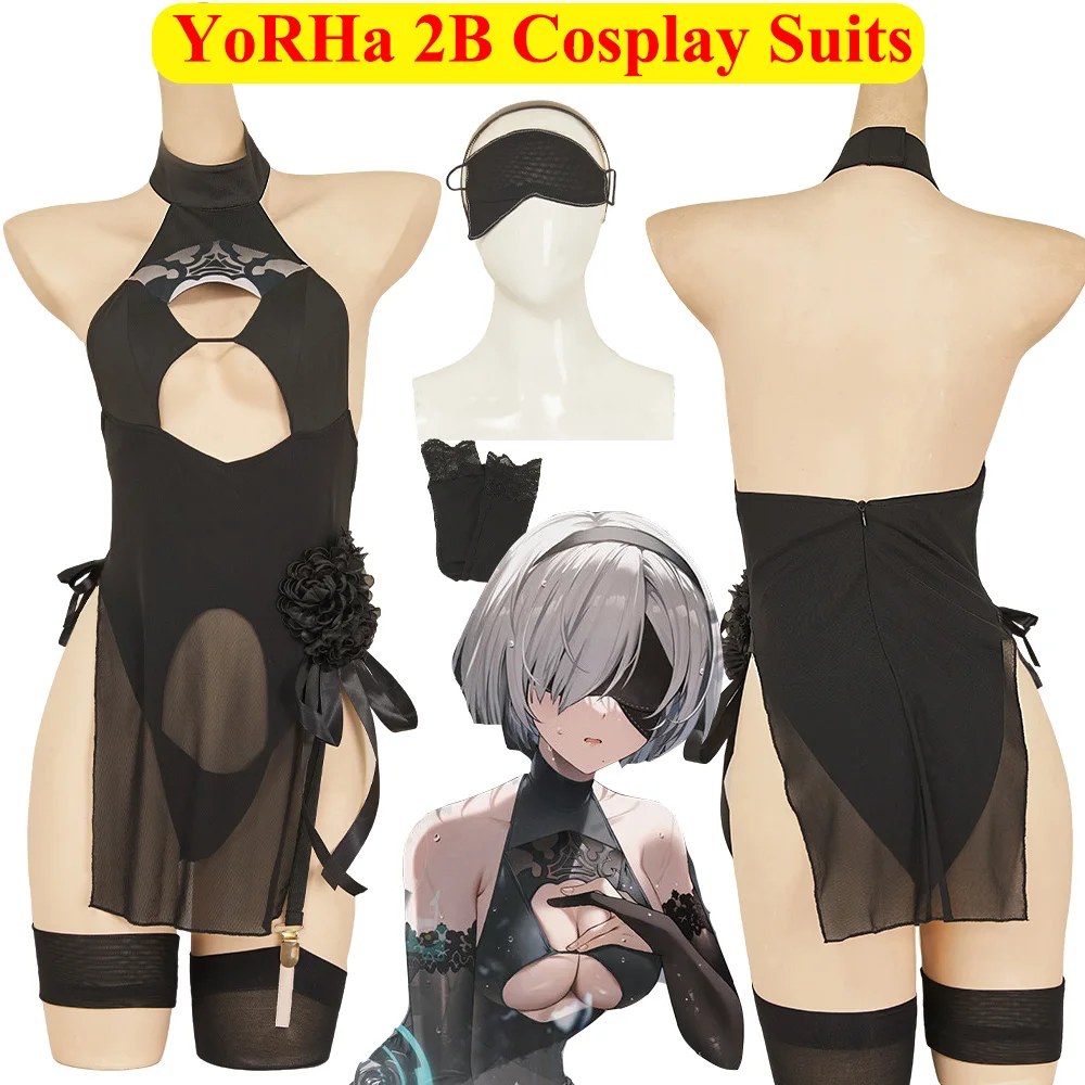 yorha-2b-コスプレセクシーなビキニ衣装水着ゲームニーア-オートマタロールプレイヘッドバンド水着ジャンプスーツ衣装ハロウィンスーツ