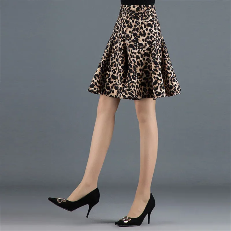 Leopard Print Skirt Women Half Length Skirt For Women High Waist Short Skirt A-line Pleated Skirt Summer Woman Clothes Skirt