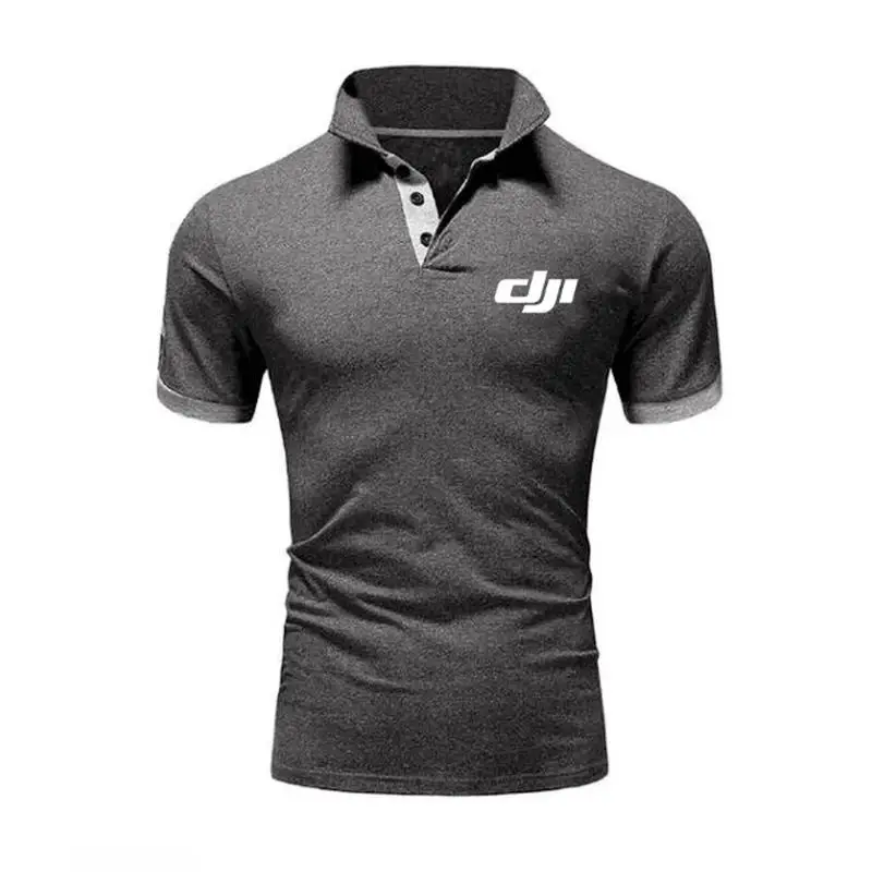 2025 marke Neue männer T-shirt Revers Casual kurzarm Nähte Männer T-shirt Für Männliche DJI Druck Pullover Top mann T Shirt – Detail 1