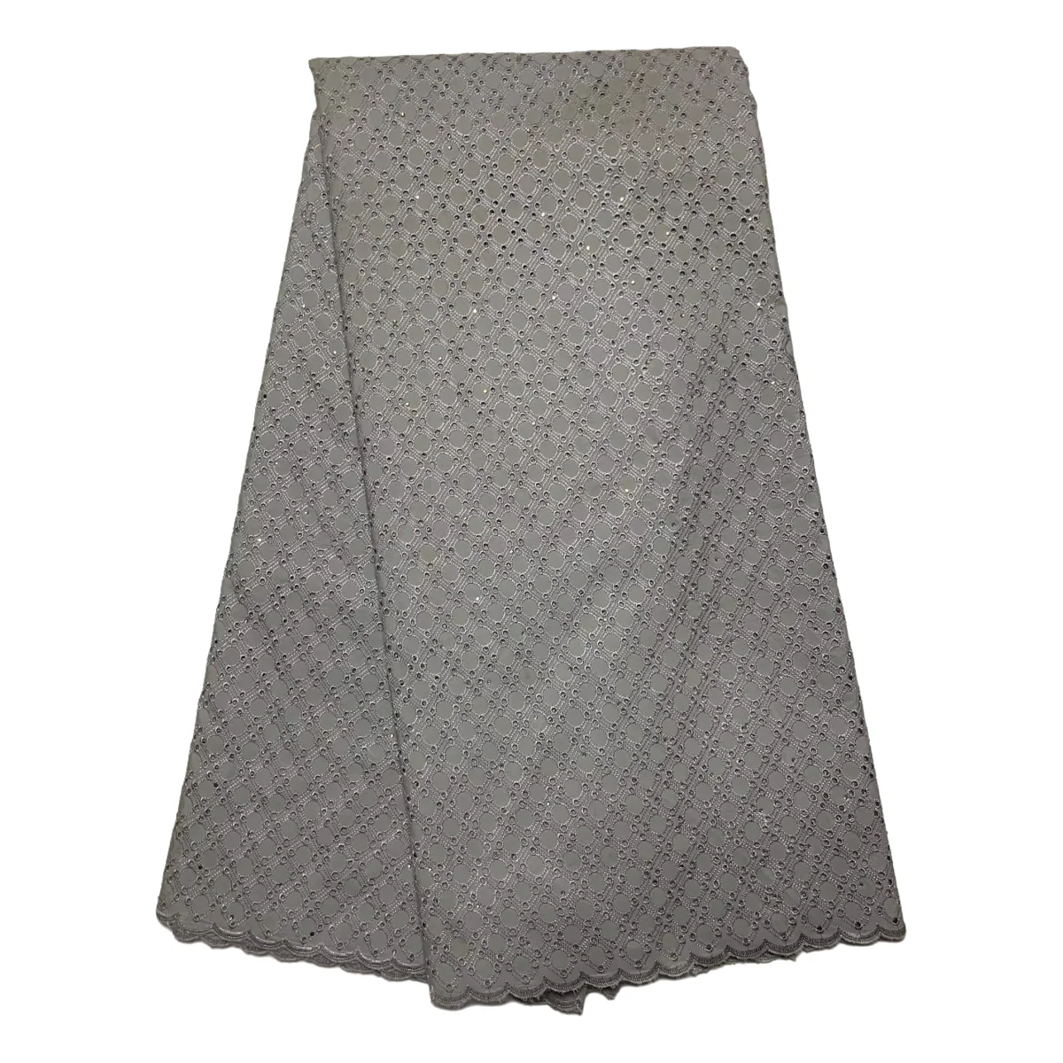 ไนจีเรียลูกไม้ผ้าฝ้ายเจ้าสาวแอฟริกัน Rhinestones ผ้าหัตถกรรมสําหรับชุดราตรีผ้าวัสดุ