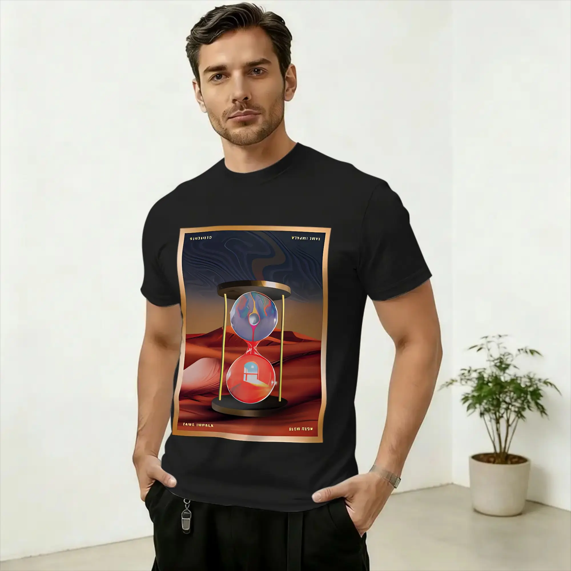 Streetwear T Shirt Beach Tame Impala Hourglass Fashion T-Shirts Cotton Tee Shirt for Men Aesthetic Custom Short Sleeve Clothing