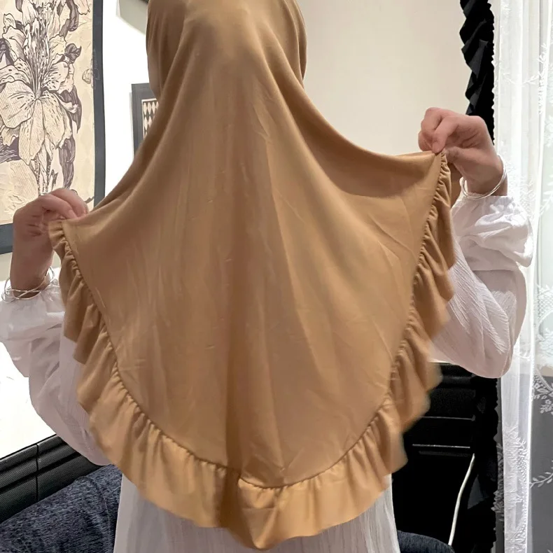 Ein Stück Amira Frauen Muslimischen Rüschen Hijab Turban Instant Schal Ramadan Eid Kopftuch Arabisch Kopf Wrap Schal Niqab Pull On Nikab