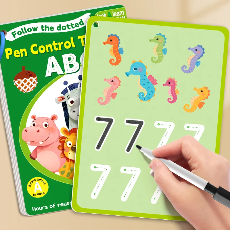 

Reusable Wipe Clean Pen Control Book - ABC Tracing Workbook for Toddlers Ages 3-5, Preschool Pre-Writing Activity