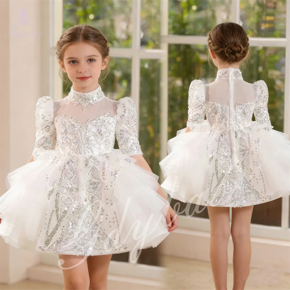

Элегантное белое детское платье с вышивкой и рюшами для детей на свадьбу, день рождения или торжество