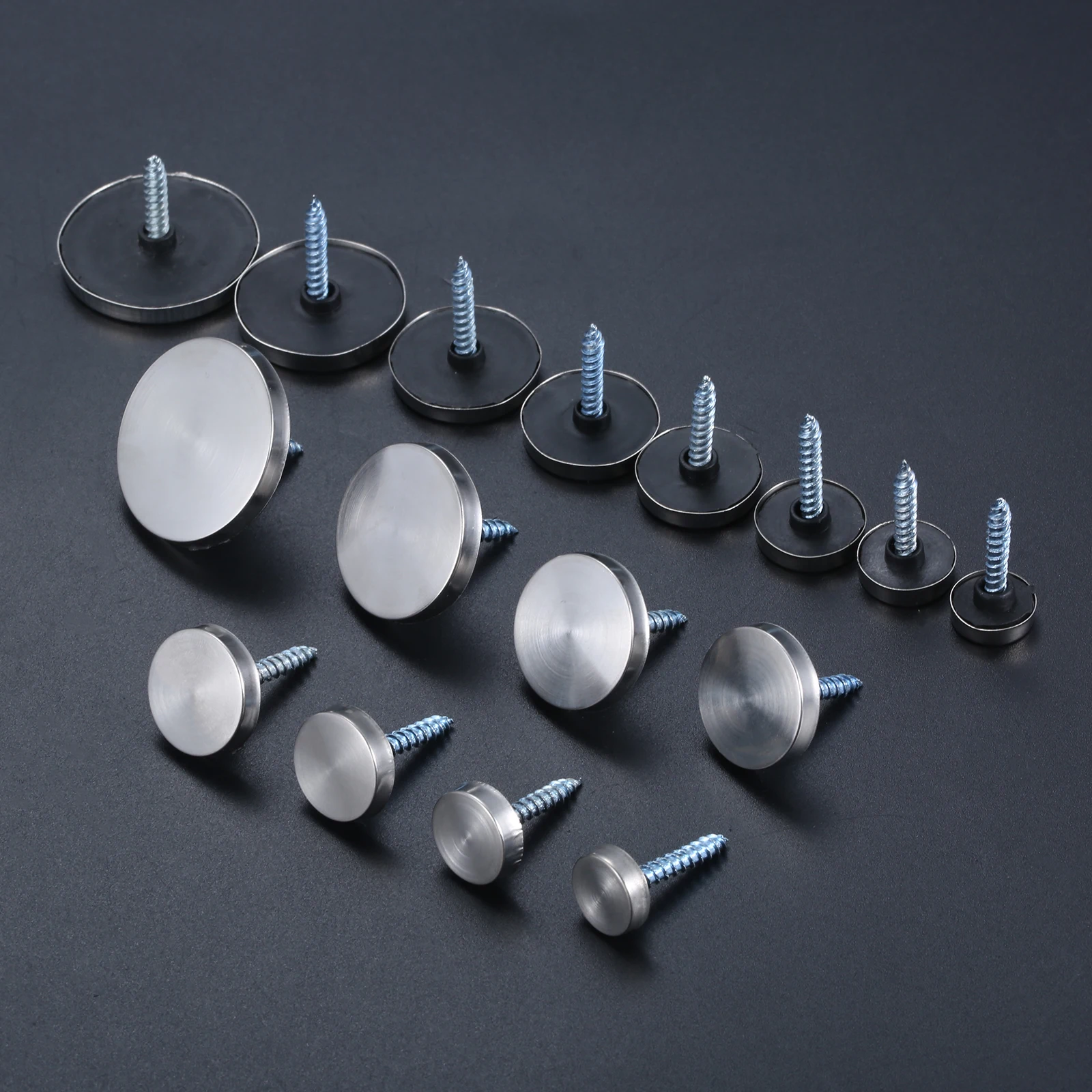 40sets Mirror Screw Stainless Steel Silver Decor Cover Flat Head Cap Nail for Glass Tea/Coffee Table 12/14/16/18/20/22/25/30mm