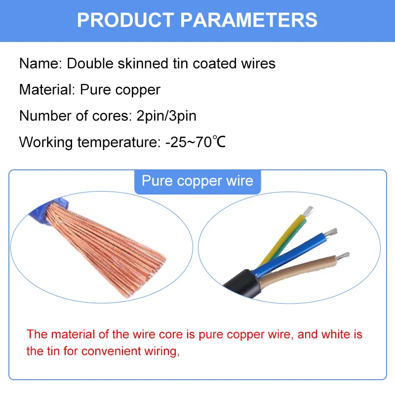 1 Meter RVV Sheath Cable Line Pure Copper Wire Core 2pin 3pin Outdoor Wiring 0.3/0.75/1.0/1.5 Square Antifreeze Power Cord