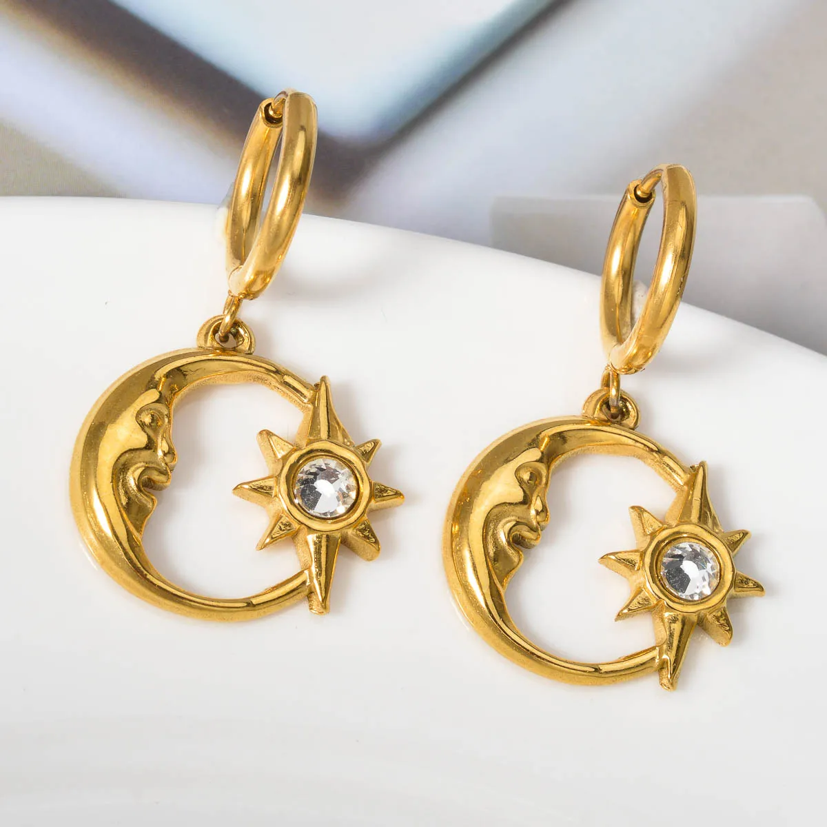 Sun Pendant Drop Earrings Stainless Steel Earrings Women Artistic Wear Display Souvenirs Jewelry Accessories Gifts