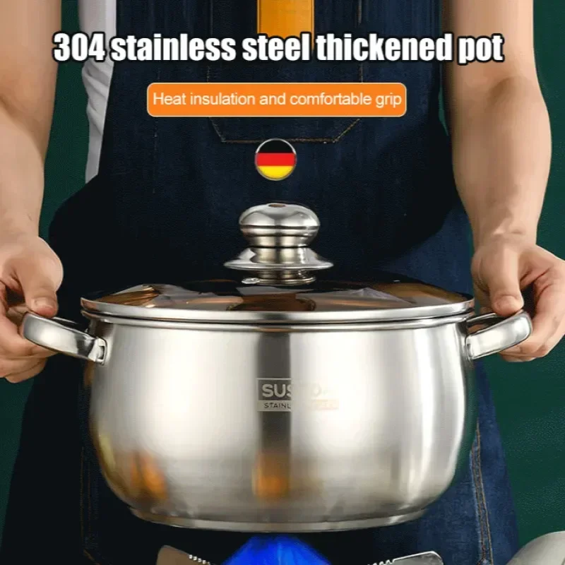 

Stainless Steel Pot Thickened with Double Handles Multifunctional Household Grade Soup Pot