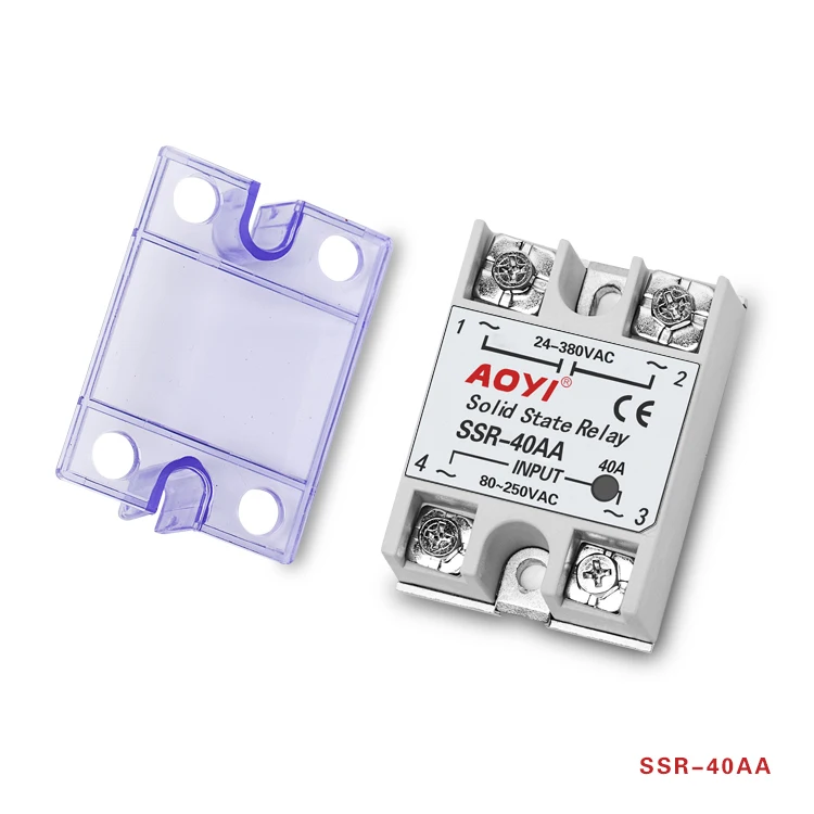5 قطعة AOYI مرحلة واحدة التتابع SSR-40AA 40A 220VAC مرحل الحالة الصلبة ل PID متحكم في درجة الحرارة للأغراض العامة