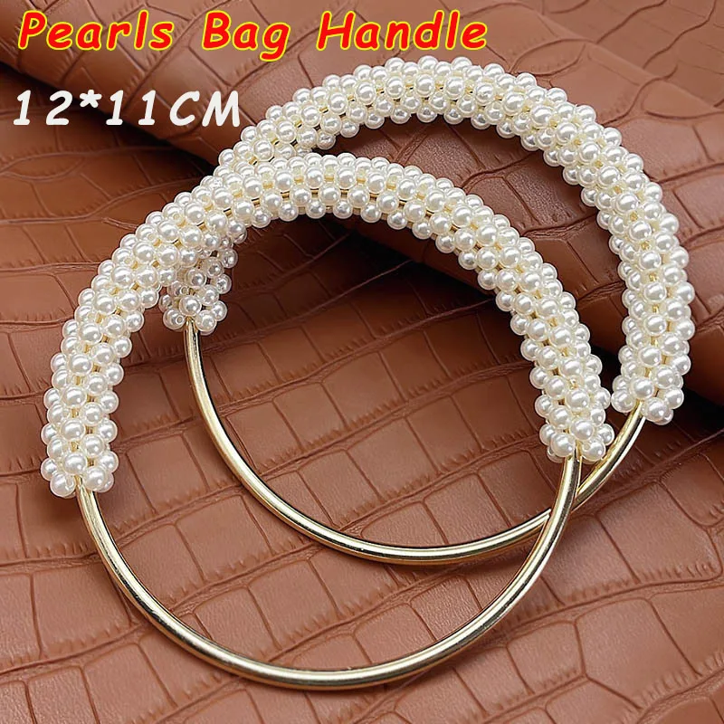 High-end Pearl Bag Handle Round Shaped Metal Ring Handbag Accessories For Bags Weaving Bag Handle DIY Handmade Bag Handle