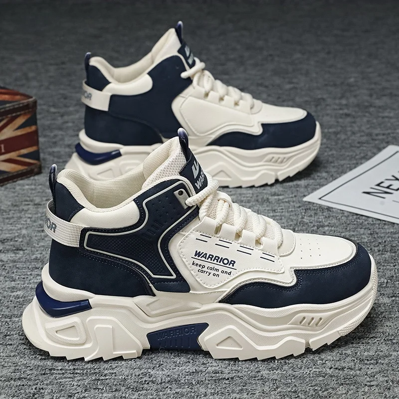 

Мужские высокие кроссовки Warrior для бега, большие размеры, повседневные, спортивные, молодежные, модные, с увеличенной подошвой