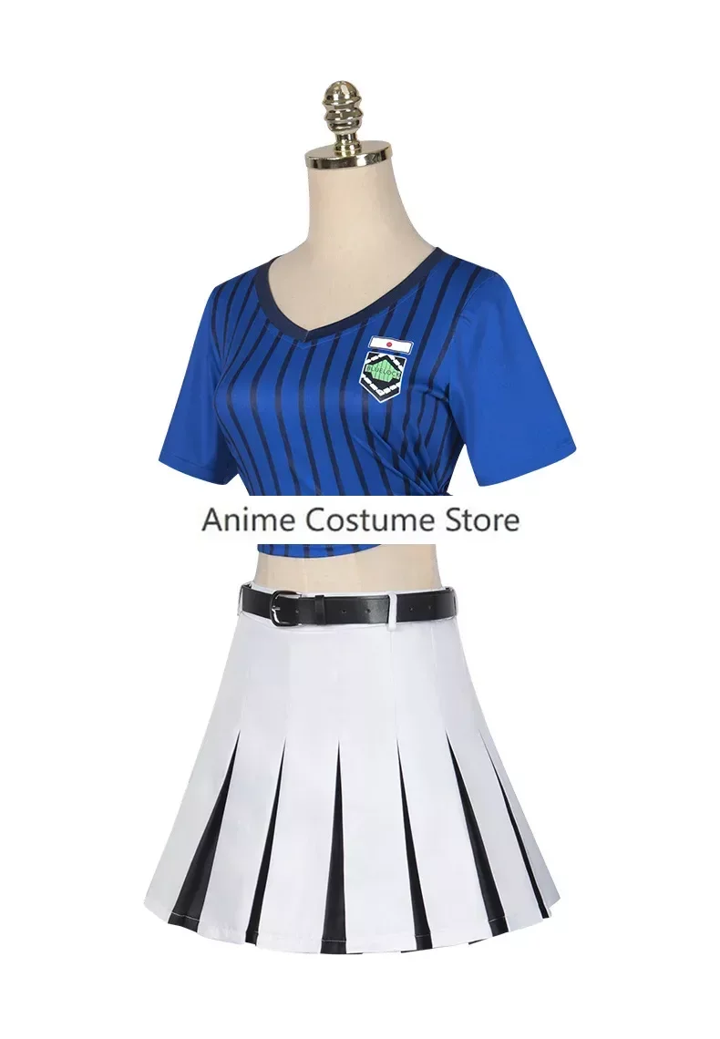 New Anime Bluelock Teikoku ANRI Cheerleading Top Skirt Women Girl School Party Cosplay Costume Performance Uniform Daily Outfit