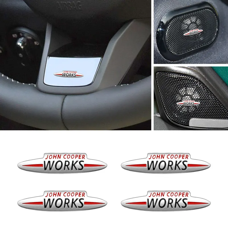 Auto Interior John Cooper Works Small Sticker Central Control Decals Emblem Decor Car Trunk Steering Wheel Sticker Accessories