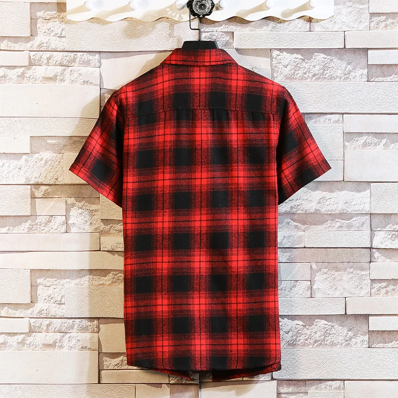 Men's Shirts Short Sleeve Plaid Button-Down Summer Casual Tops Tee Rugby Classic Shirts Clothing Hot Sale 2023 M-7XL