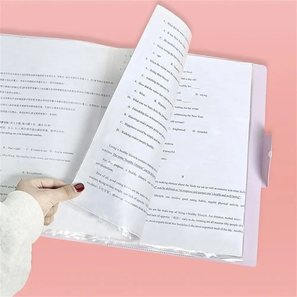 1Pcs 20/30/40 Pages A3 Paper File Folder Student Stationery Office Supplies A3 Document Bag Picture Album Plastic