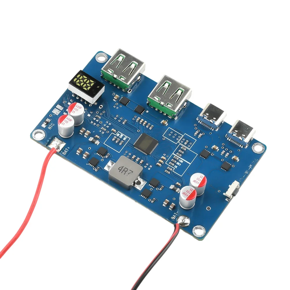 100W PD QC 2-way Fast Charging Powerbank Module DIY Charging 3-6S Lithium Battery Protection Motherboard Support MPPT