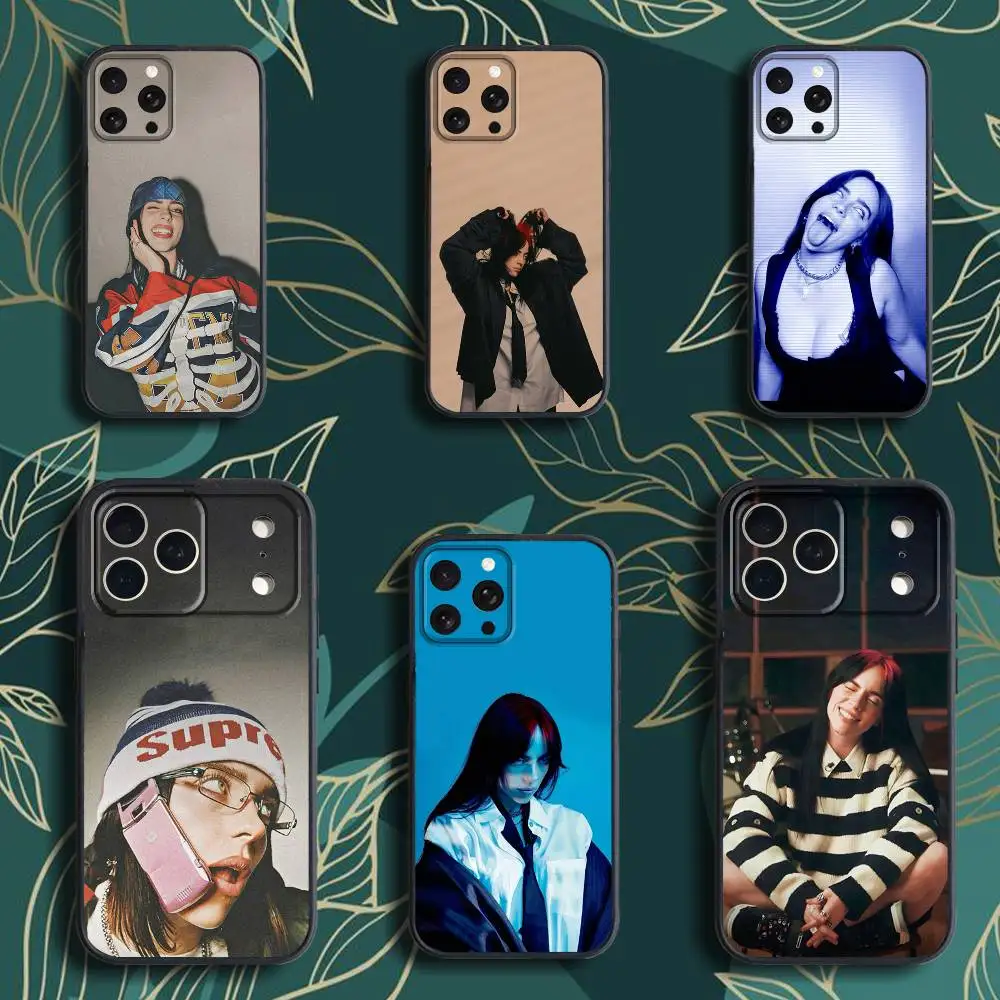 

B-BillieS E-Eilish Phone Case For iPhone 17,16,15,14,13,12,Pro,Max,Plus,E,SE4,Air,Mini Black Soft Box