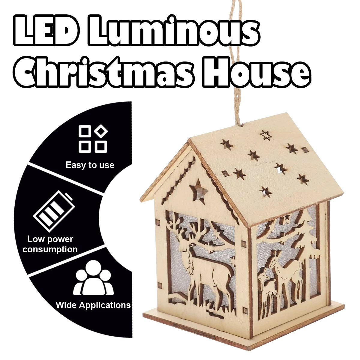 Wooden House Shape LED Light For Christmas And Lights Decorations Lantern Luminous Flashing Ornaments For Kids Mini Lamp Battery