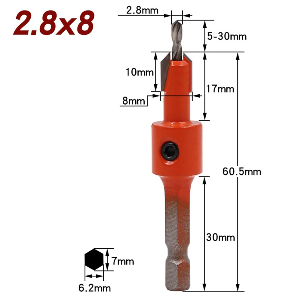 1pc Holz Hex Schaft Senker Bohrer Salat Bohrer Schritt Bohrer HCS Senker Cutter Schraube Loch Bohrer